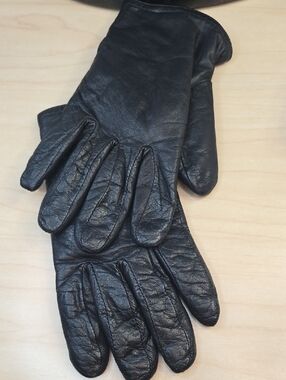 Vintage Thinsulate Insulated Black Leather Winter Driving Gloves - Size XL